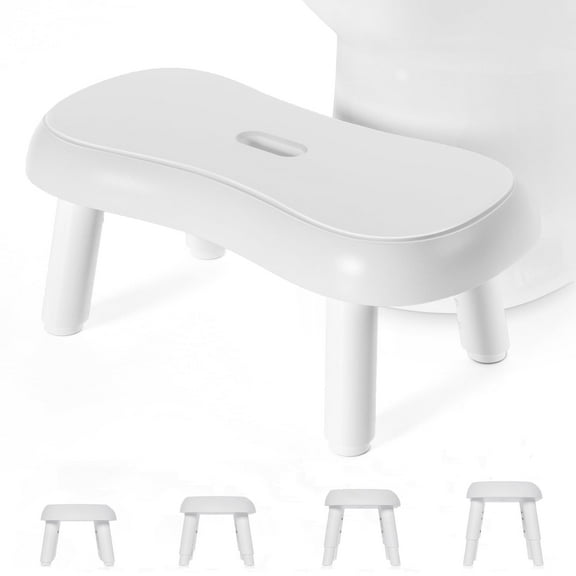 ROSYNEY Toilet Stool Squat, 6.7", 7.5", 8.3" and 9" Adjustable Heights Poop Stool for Adults and Kids with Non-Slip Design, White