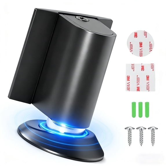 ROSYNEY Door Stopper, No Drilling Magnetic Door Stop with Adhesive Tapes, Door Holder Keep Door Open, Black