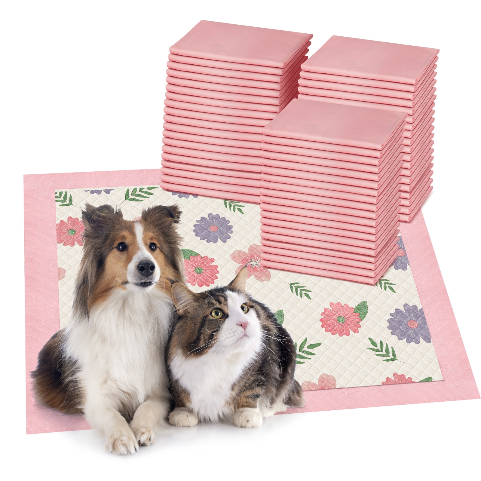 ROSYNEY Thicken Puppy Pads, 7 Layer Printed Pink Dog Pads, 24"x 18", 50 Count