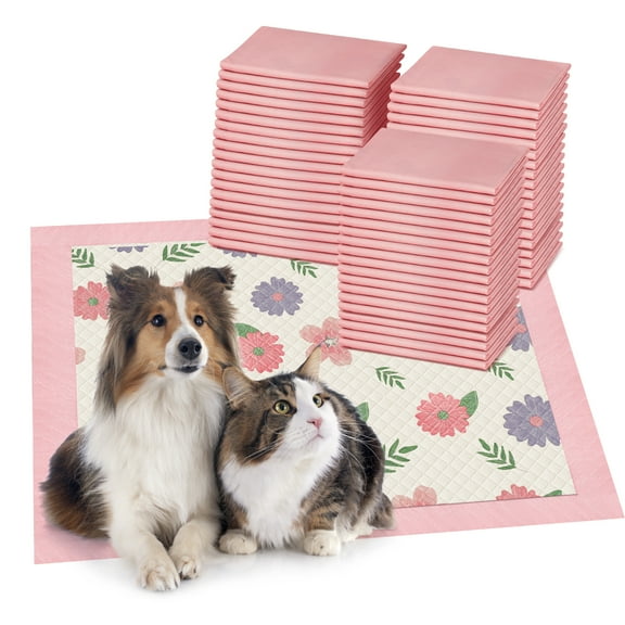 ROSYNEY Thicken Puppy Pads, 7 Layer Printed Pink Dog Pads, 24"x 18", 50 Count