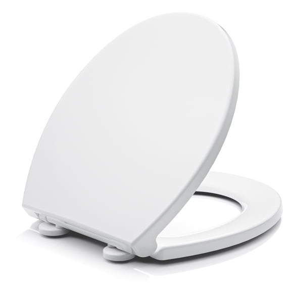 ROSYNEY Round Toilet Seat with Hinge, Slow Close, Easy Clean & Change Hinges, White
