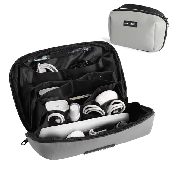 ROSYNEY Tech Pouch, Charger Organizer, Cable Organizer Box, Holds Chargers, Cables, and Phones, Gray