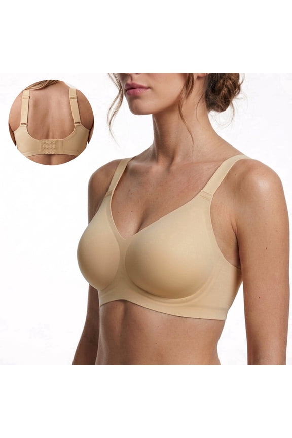 Womens Wireless No Underwire Bra,Smooth Seamless Full Coverage Comfort Everyday BraNude-XL)