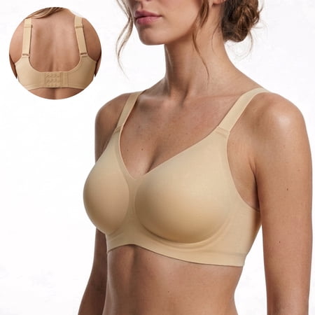Roszoe Women’s Wireless No Underwire Bra,Smooth Seamless Full Coverage Comfort Everyday Bra(Nude-XXL)