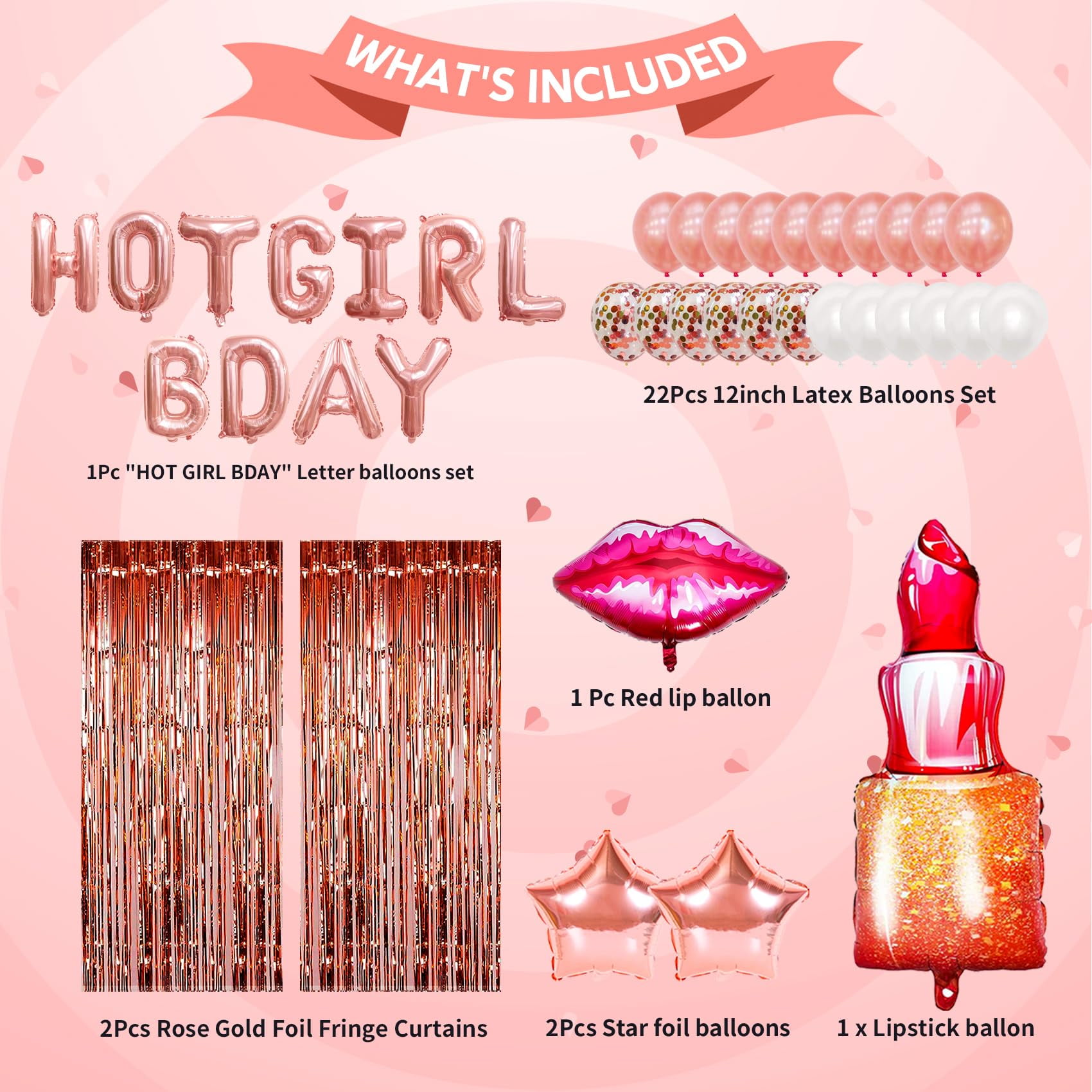 Girl Birthday Party Decorations ROTASLOG Hot Girl Birthday Decorations - Funny  Adult Party Kit With Balloons \u0026 Rose Gold Fringe Curtain Naughty Birthday  Theme, image size:1700x1700