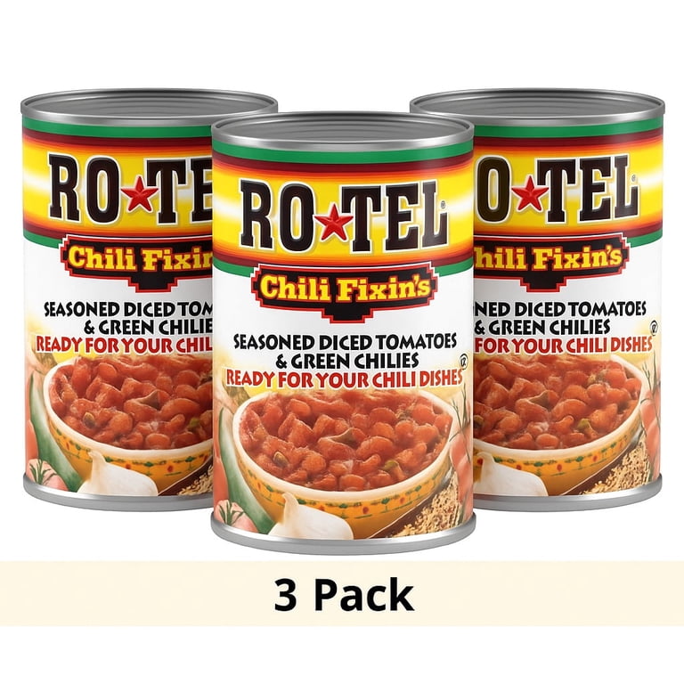 ROTEL Chili Fixin's Diced Tomatoes & Green Chilies, 10 oz (3 Pack