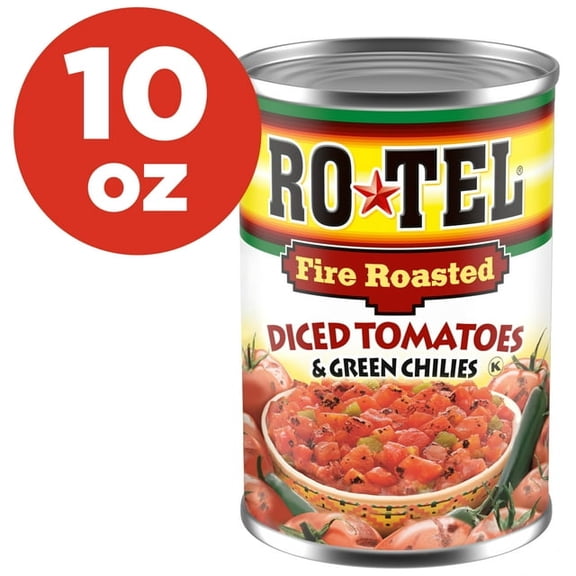 ROTEL Fire Roasted Diced Tomatoes & Green Chilies, 10 oz (Pack of 5)