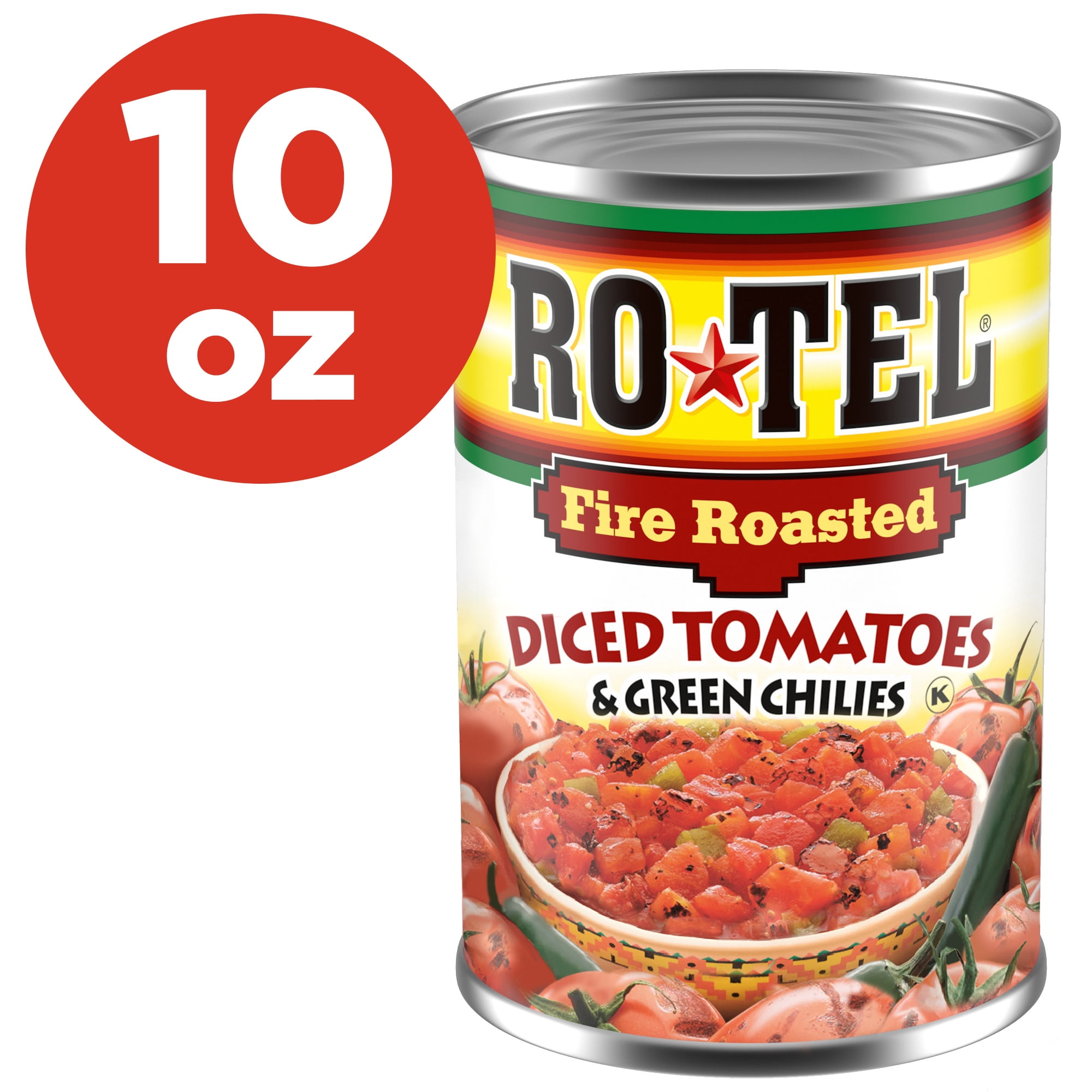 Walmart Coupons of ROTEL Fire Roasted Diced Tomatoes & Green Chilies, 10 oz - Non-GMO, Low Calorie
