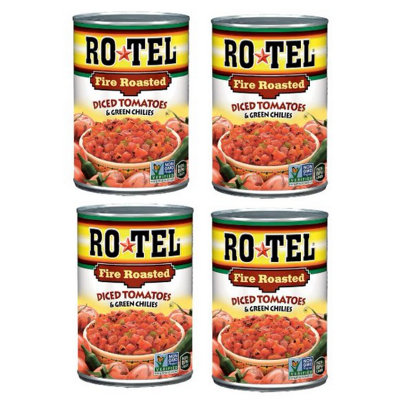 ROTEL Fire Roasted Diced Tomatoes and Green Chilies, 10 oz, (4 cans)