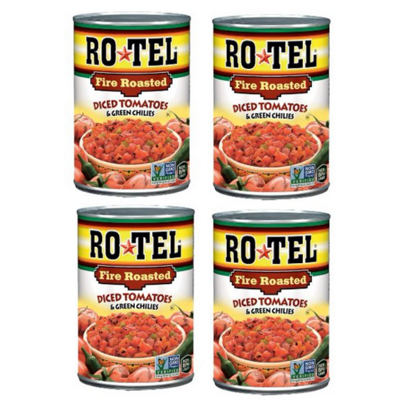 ROTEL Fire Roasted Diced Tomatoes and Green Chilies, 10 oz, (4 cans)