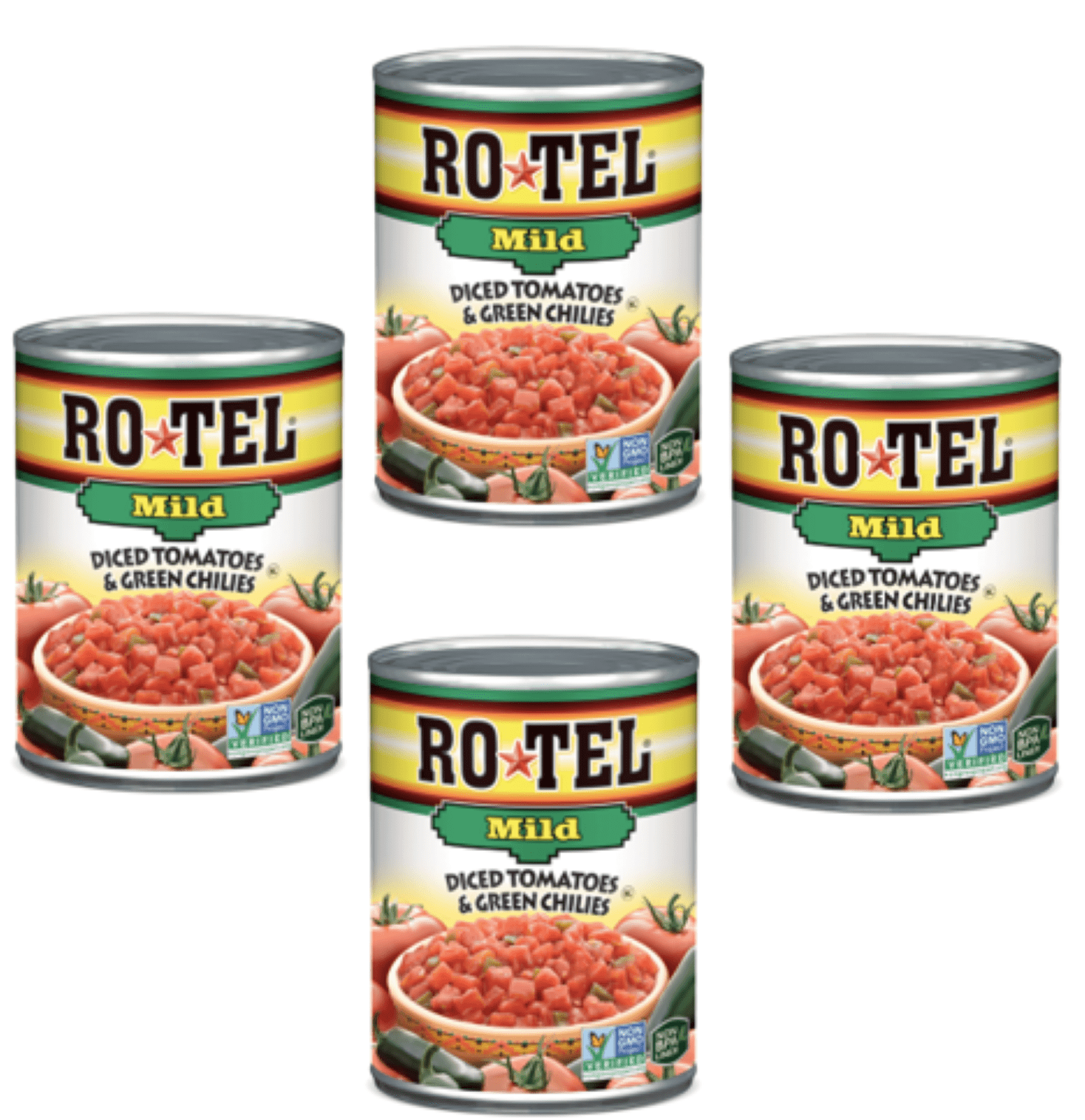 ROTEL Mild Diced Tomatoes and Green Chilies, 10oz, (4 cans)