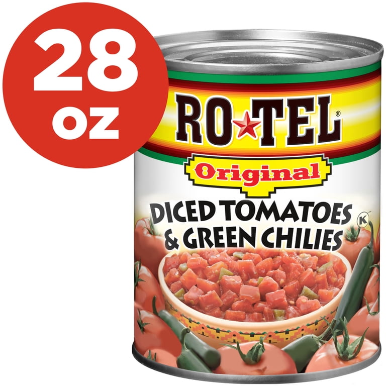 レッドルチル 650g ROTEL Original Diced Tomatoes and Green Chilies, 28 oz Can, Keto