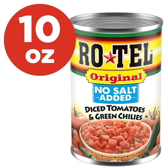 ROTEL Original No Salt Added Diced Tomatoes and Green Chilies, 10 oz