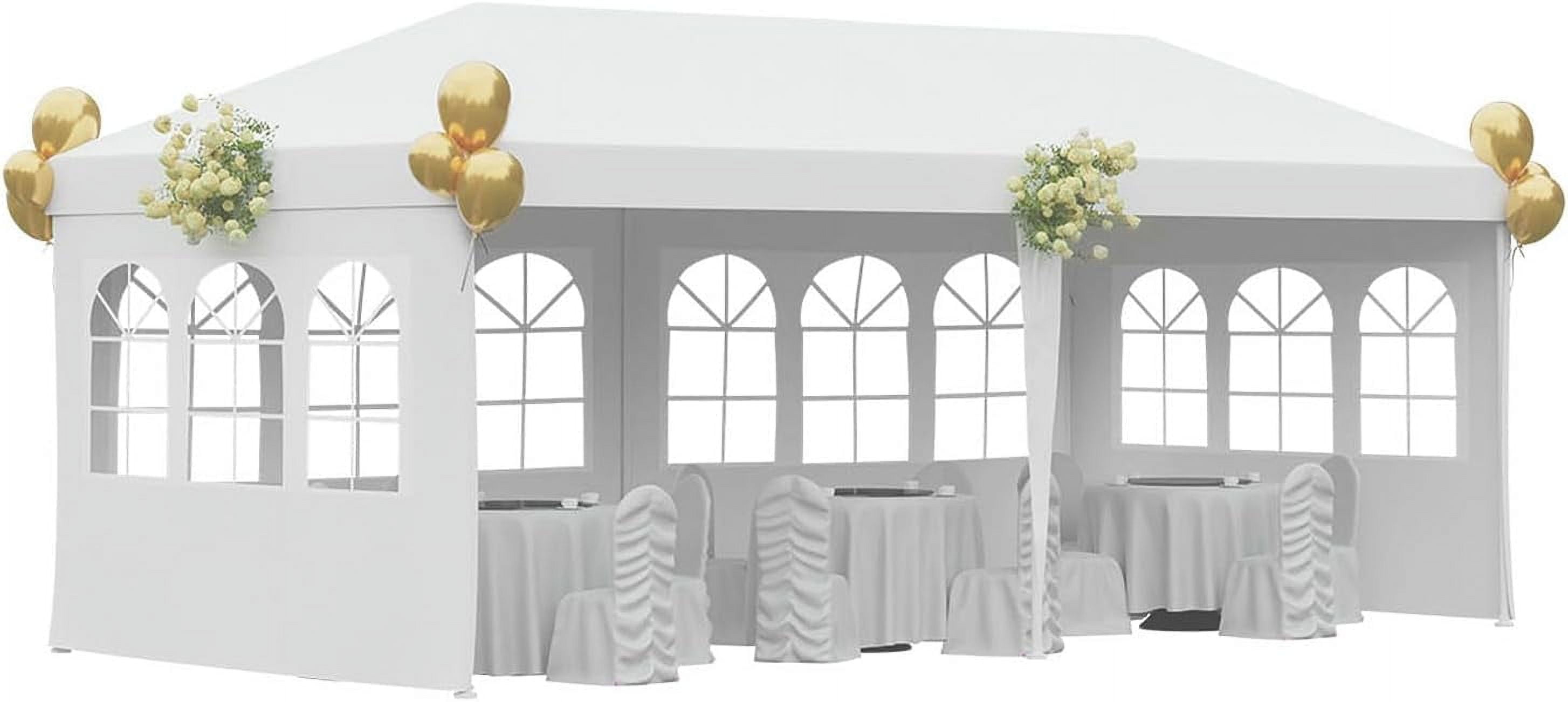 White 10' x 20' Waterproof Gazebo Canopy Tent with Removable Walls