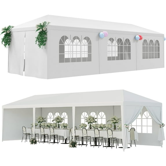 ROTHANIA Party Tent 10'x30' Outdoor Wedding Canopy Tents for Parties with Removable Sidewalls Heavy Duty Event Booths Waterproof Gazebo Shelter