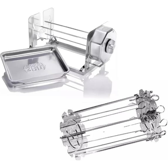 ROTO-Q 360 Cordless Rotisserie Kit w/Skewer Set for Grills, Ovens, Smokers - Stainless Steel - Non-Electric Spit Roaster - Gas/Charcoal BBQ - Kamado Joe Green Egg Kettle - Indoor/Outdoor