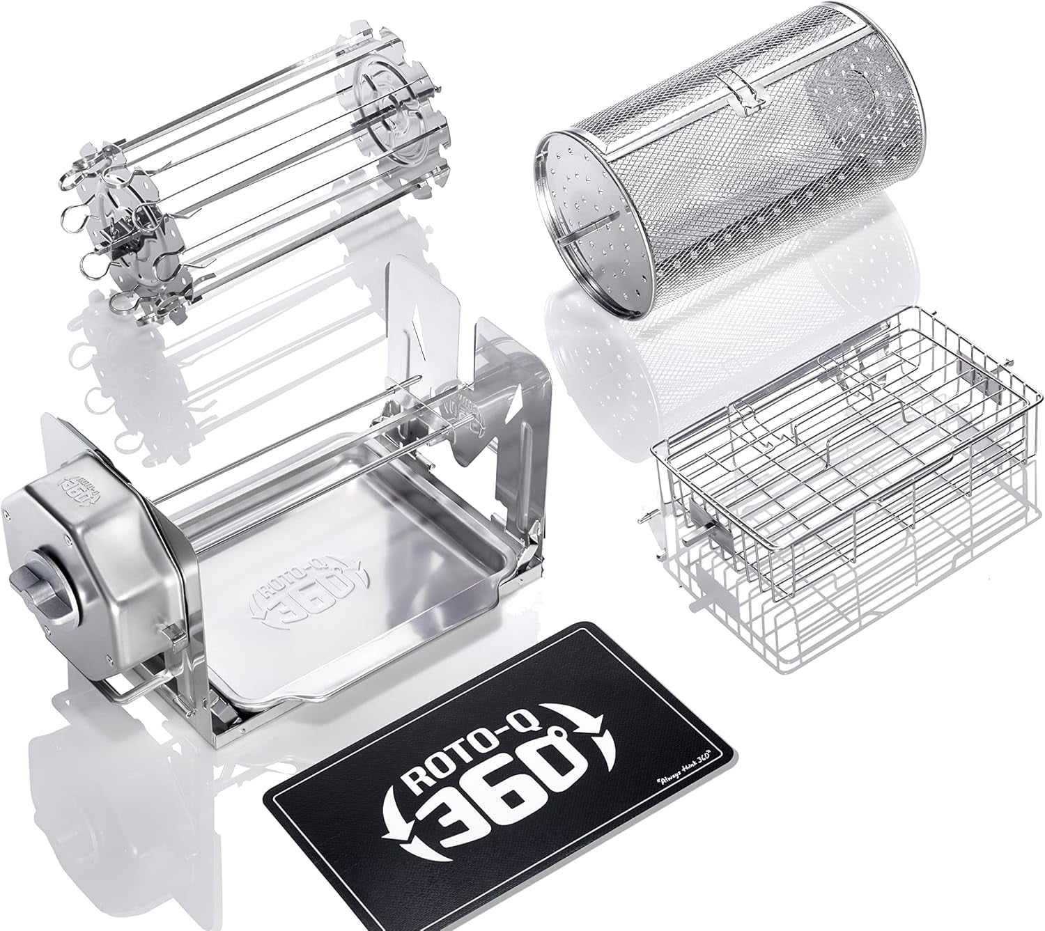 Stainless Steel Cordless Rotisserie Kit with Attachments