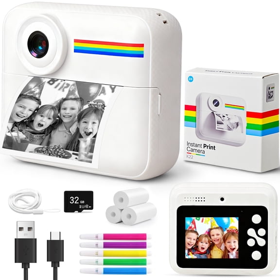 Instant Camera for Kids 3-12: Askmuse Kids Print Camera for Boys, Girls, Kids Camera Instant Print, Toddler Camera with 32G SD Card, 17 Fun Stickers, 13 Scene Filters, Ultra-Long Battery Life, Purple
