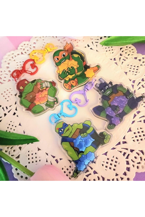ROTTMNT Star Keychains  2.5" Epoxy Keychain  Rise TMNT Acrylic Keychain (1 keychain)