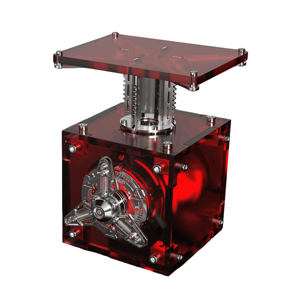 ROUASD Luminous Acrylic Mechanical Base – 3D Metal Puzzle, DIY Handcraft Assembly, Creative Mechanical Model Kit, Light Up Your Desk Collection(Red)