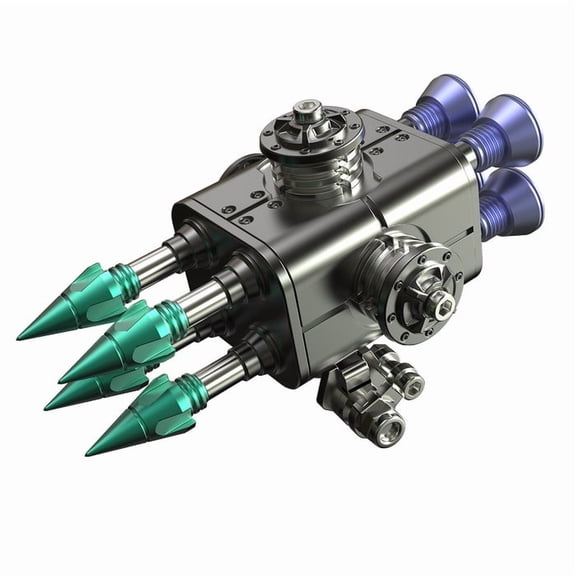 ROUASD War Spider Weapon Expansion Kit – Armament System with Cannon & Missile – Compatible with 4D Steampunk Mechanical War Spider – Modular LED-Enhanced Add-On (Green-Purple Missile)