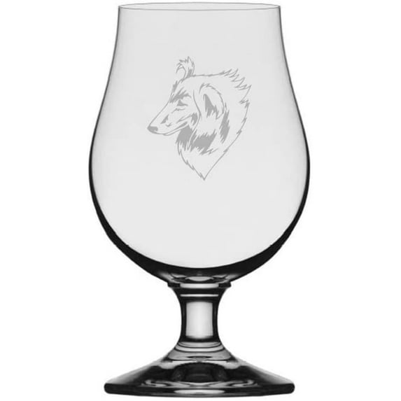 ROUGH COLLIE Dog Themed Etched 13.25oz Iona Beer Glass
