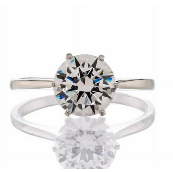 ROUND CUT CUBIC ZIRCONIA SOLITAIRE ENGAGEMENT RING