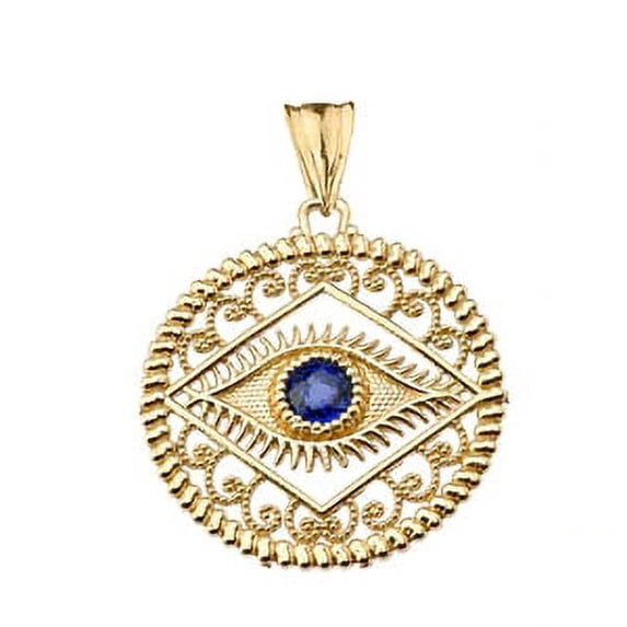 ROUND FILIGREE EVIL EYE PENDANT NECKLACE IN YELLOW GOLD : 10K Pendant with 18" chain
