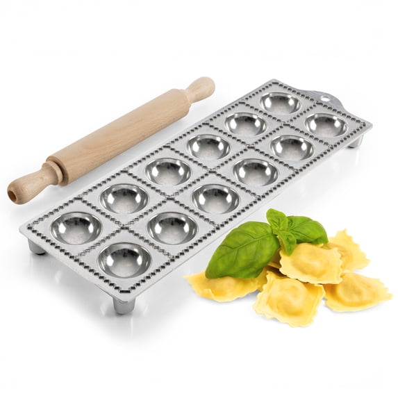 Kings County Tools Ravioli Mold Pasta Cutter - Makes 12 Round 2” Raviolis