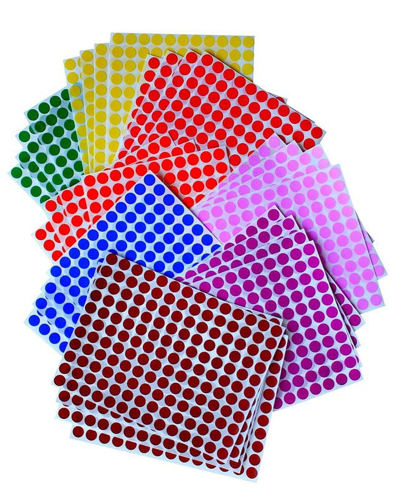 3000 Pack, 0.375 Round Colored Dot Stickers Labels - 10 Colors 