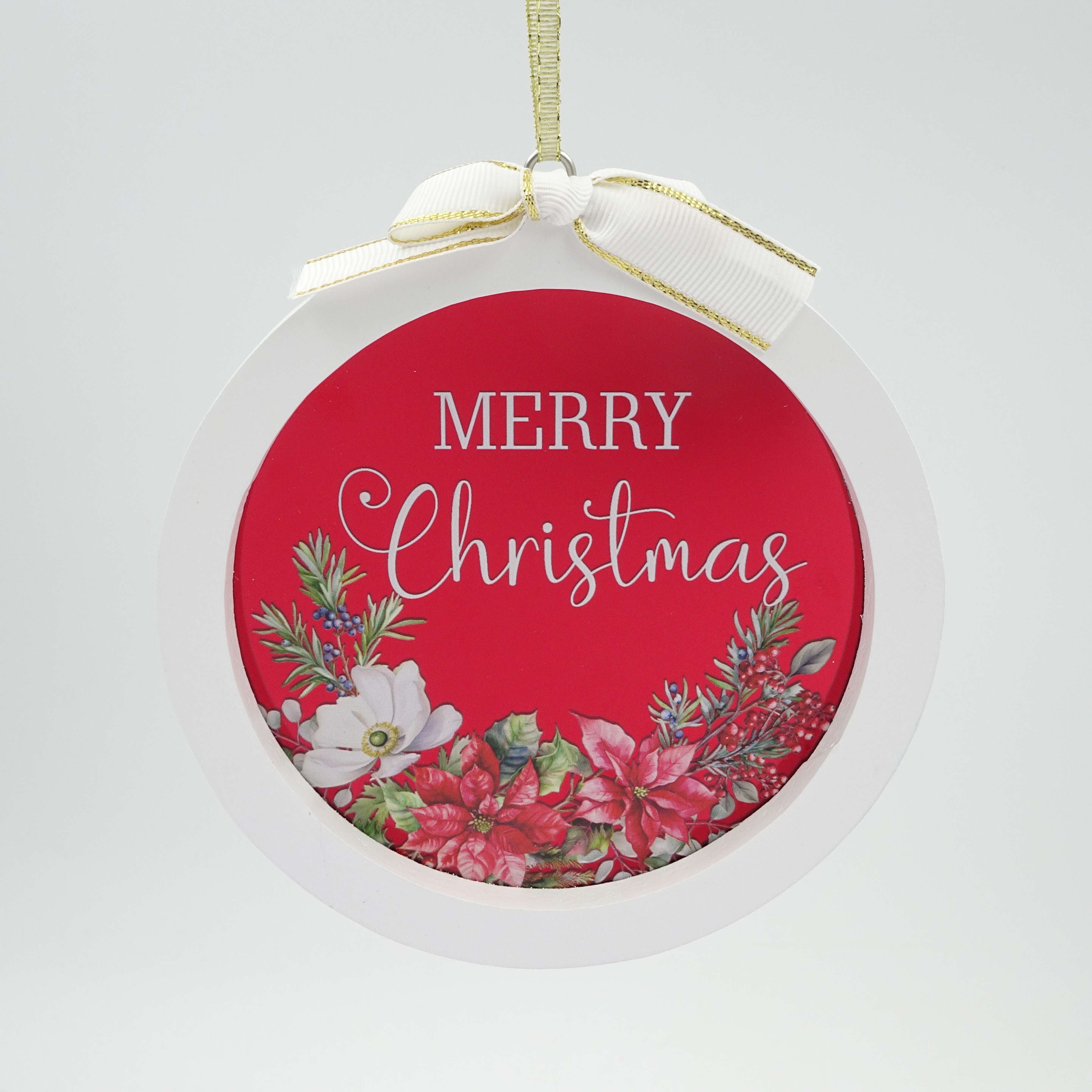 Multicolor Merry Christmas Floral Christmas Ornament, 5.5", by Holiday Time