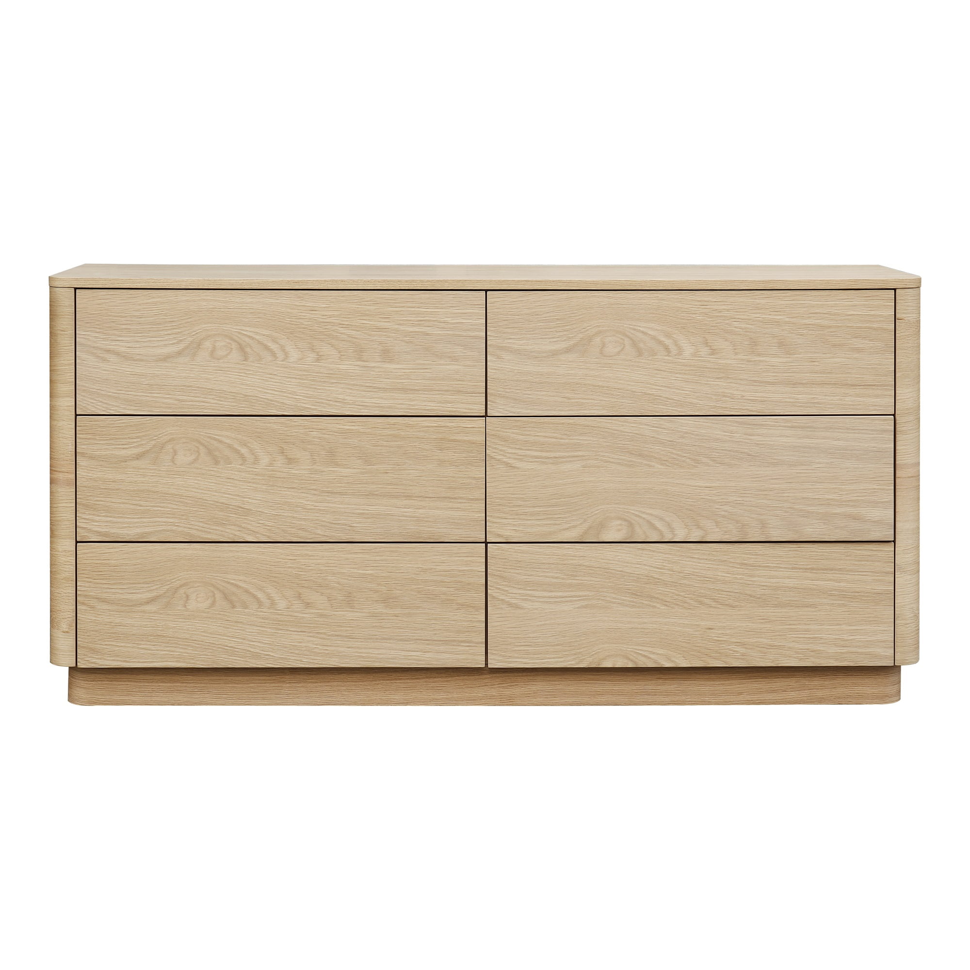 Transitional Soft Close 60" Oak Double Dresser with 6 Drawers