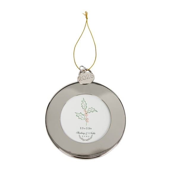 Sterling & Noble Christmas Ornament Round Silver Frame