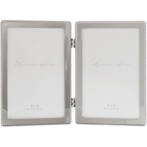 ROUNDED CORNER BEAD Silver Classic Double 4x6 frame - 4x6