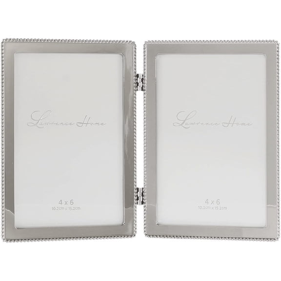 ROUNDED CORNER BEAD Silver Classic Double 4x6 frame - 4x6