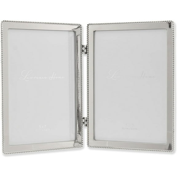 ROUNDED CORNER BEAD Silver Classic Double 5x7 frame - 5x7