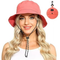 Rose Round Packable Bucket Hat Women Outdoor Waterproof Fishing Hat Summer Lightweight Men UV Protection Sun Hat（Red）