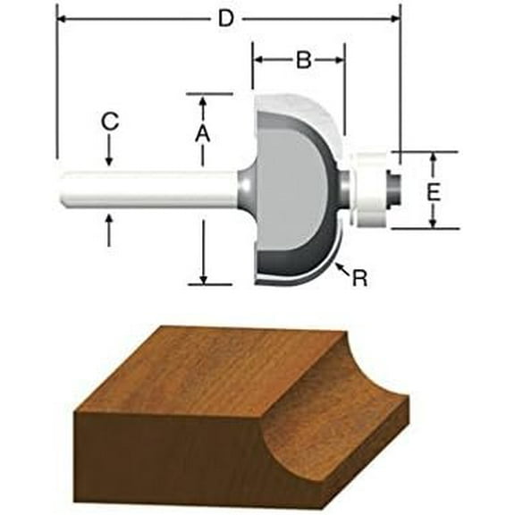 Bosch Router Bit 1/2 Inch Cove - Tungsten Carbide Cutting Edge - 1/4" Shank