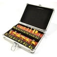 thumbnail image 1 of ROUTER BIT SET - 15 piece 1/4" inch Shank CARBIDE TIP Deluxe Aluminum Case New, 1 of 4