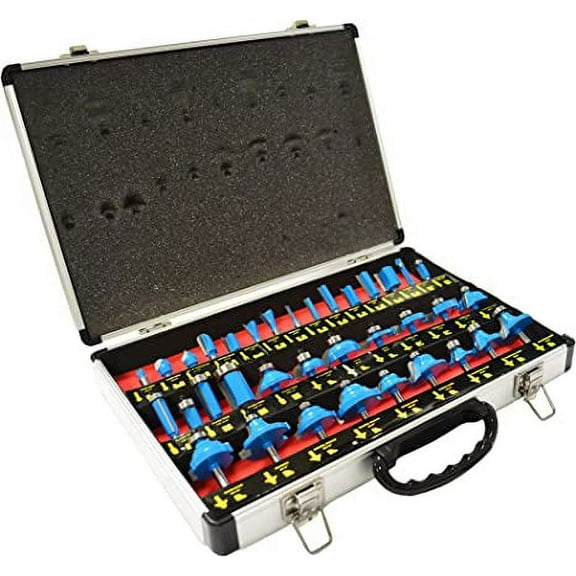ROUTER BIT SET - 35 piece 1/4" Inch Shank Deluxe Aluminum Case