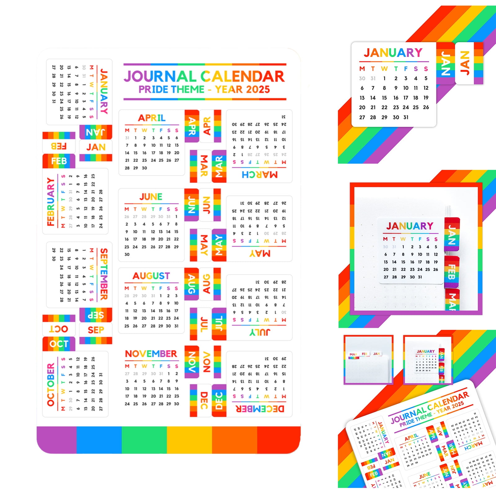 ROUYCD Calendar (2025) Sticker Sheet Onto Any Journal Notebook And Page To Keep Tabs On The
