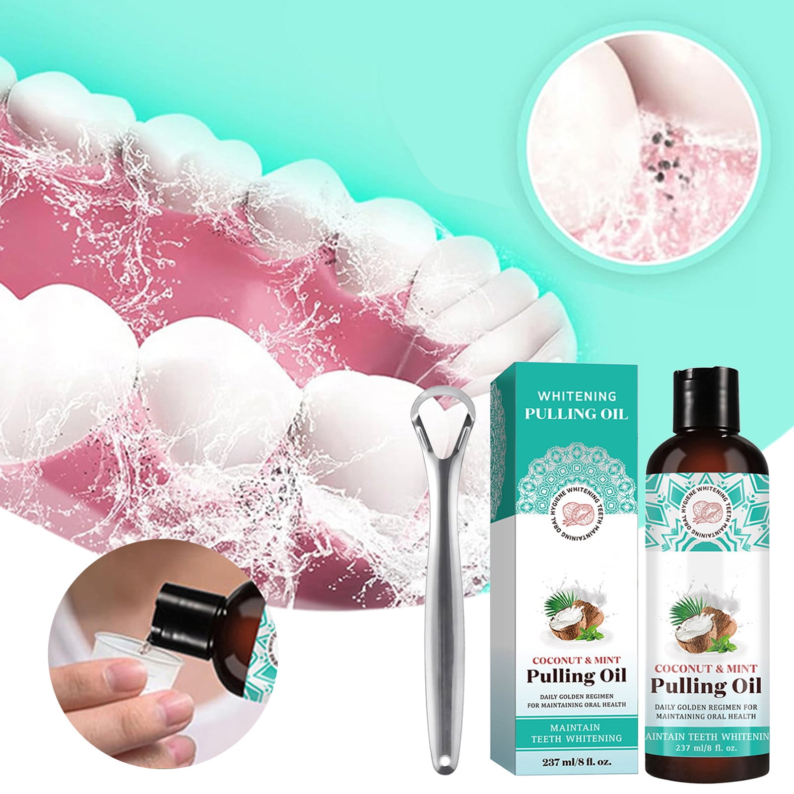 ROUYCD Pulling Oil With Coconut Peppermint Oil Mouthwash For Oral Care
