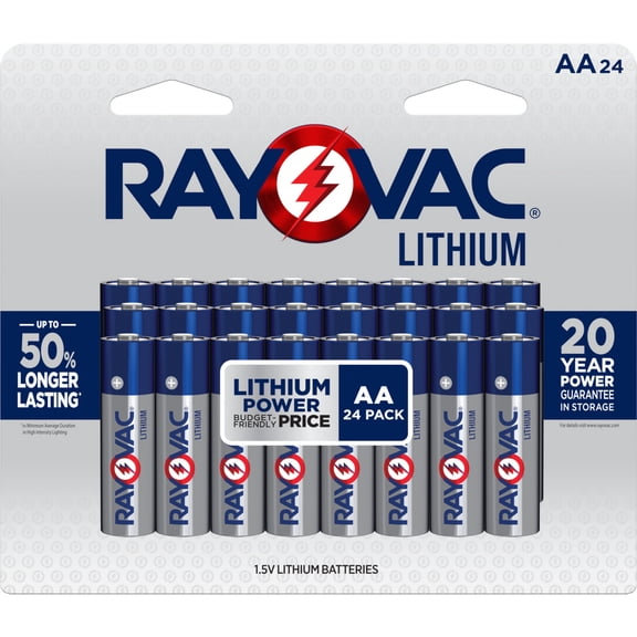 RAYOVAC 1.5V Lithium AA Batteries (24 Pack), Double A Batteries