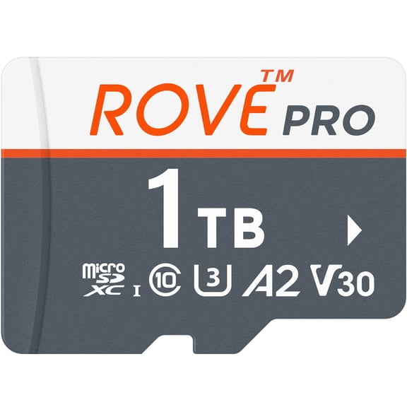 ROVE PRO 1TB microSDXC Memory Card with Adapter, 100MB/s Read 90MB/s Write, C10 U3 V30 A2, 4K UHD, Waterproof, for Dash Cam, Drone, Smartphone, Tablet