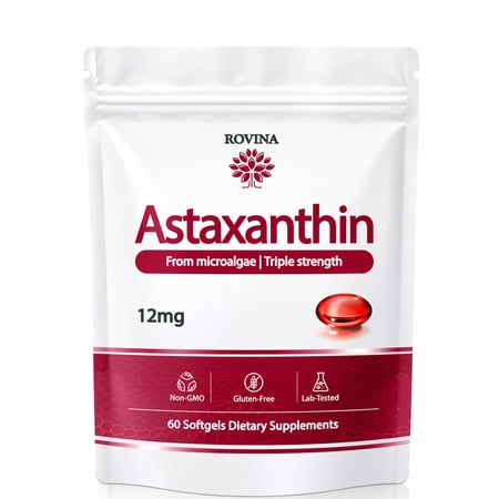 ROVINA Astaxanthin 12mg Softgels, Triple Strength Antioxidant