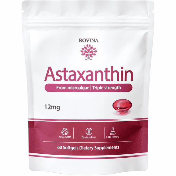 ROVINA Astaxanthin 12mg Softgels, Triple Strength Antioxidant