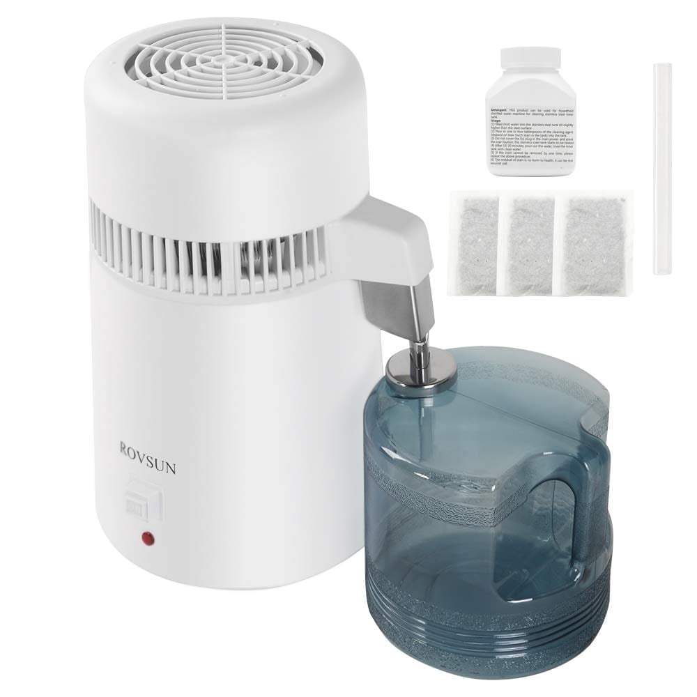 VINGLI 1.1 Gallon/4L Water Distiller, Countertop Distilled Water Machine BPA-Free,Flame-Retardant, 750W, White