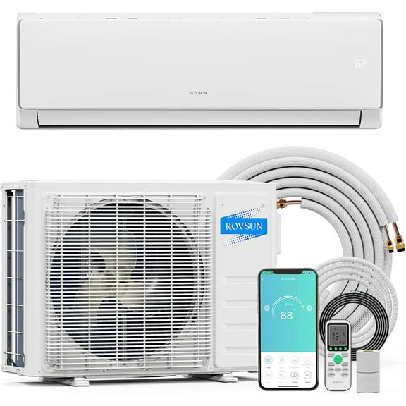 VINGLI 11500 BTU Wifi Enabled Mini Split Air Conditioner & Heater, 17 SEER2 230V Inverter Ductless Wall AC Unit with Pre-Charged Condenser, Heat Pump & Installation Kit