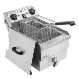 PartyHut 12 Liter/12.6 Quart Dual-tank Commercial Deep Fryer Machine,  Double Basins Large Capacity Stainless Steel Countertop Fryer, 110v Double  Two