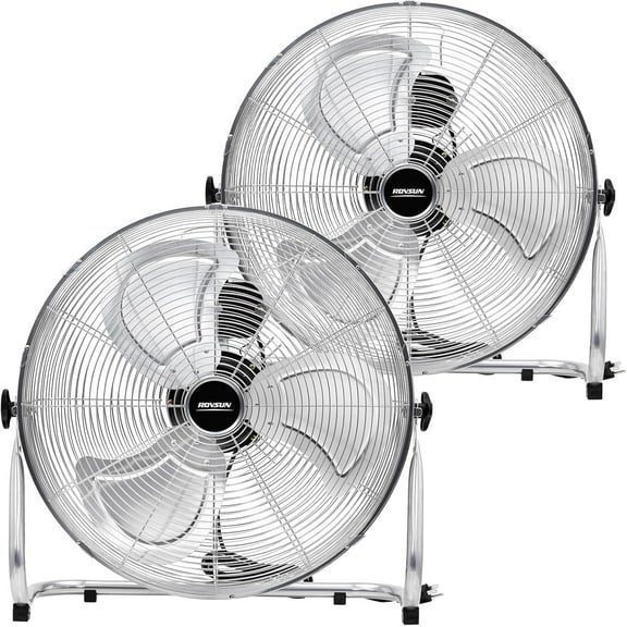 VINGLI 12'' Floor Fan, High Velocity Box Fan, UL Listed Heavy Duty Metal Floor Fan, High Power Industrial Fan with Adjustable Tilt, Metal Box Fan for Garage, Gym, Bedroom, Shop, 2 Packs